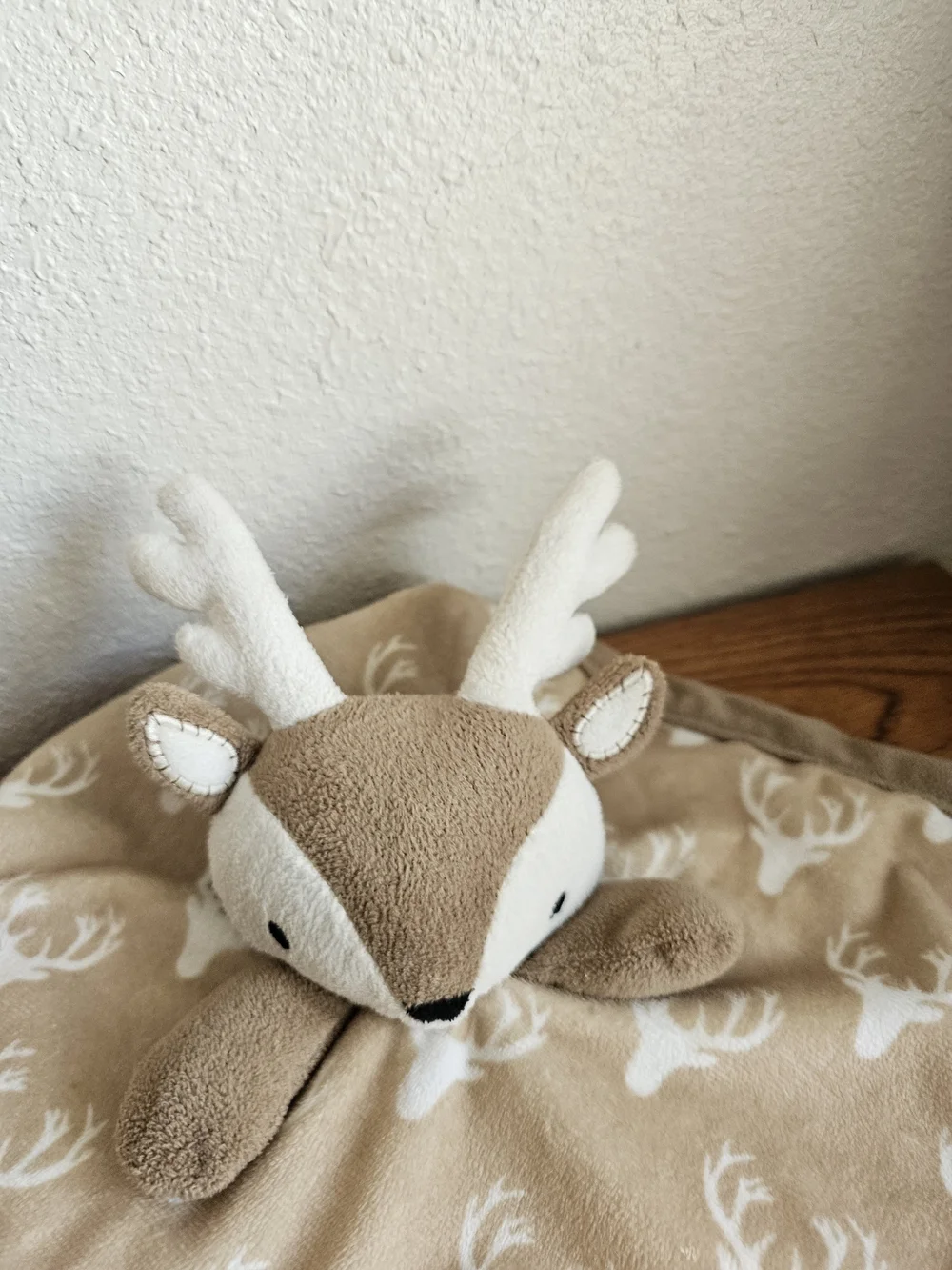 4/$10 Plush Deer Lovie Infant Blankie Toy Hunter Blanket Neutral Brown Cream